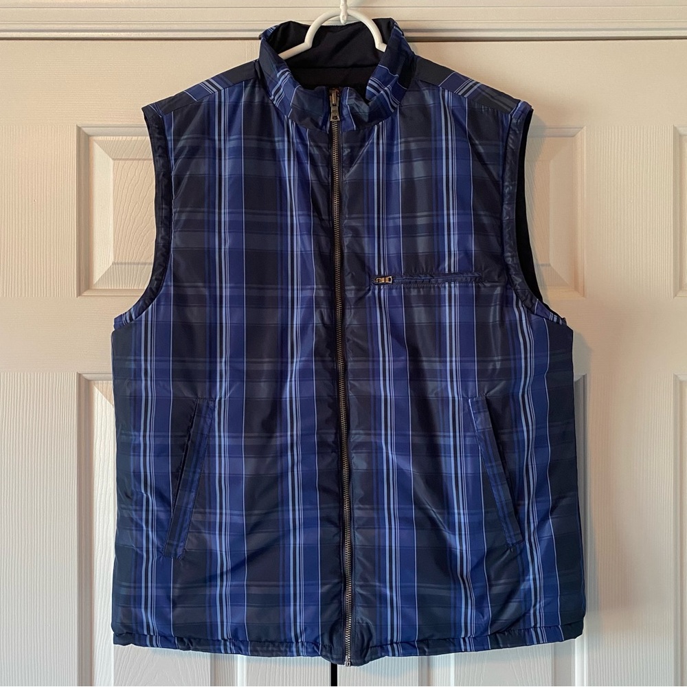 Robert Talbott Navy Reversible Plaid Vest, XL